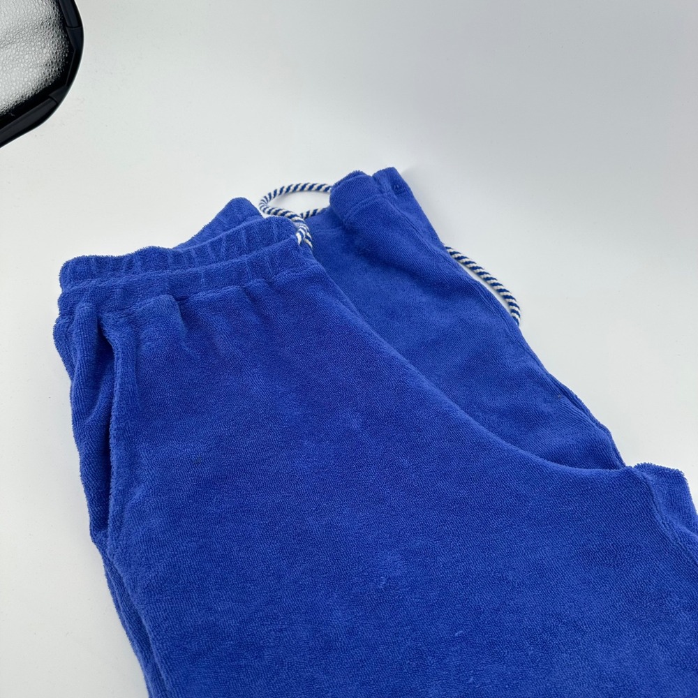 SUNDRY Terry Cloth Pants‎ Women's Wide Leg Blue Drawstring Made in USA - Picture 2 of 4